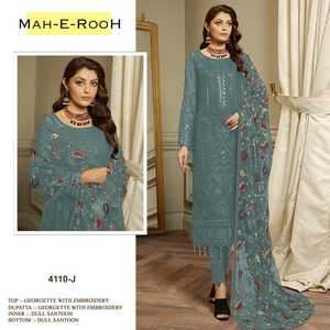 Venta al por mayor Suppler de Georgette Salwar Kameez con bordado trabajo traje paquistaní para mujeres colección de lujo - Product Image 6