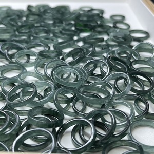 Nhẫn ngọc bích tự nhiên nguyên chất hạng A, dành cho nam nữ, trang sức đeo hàng ngày, quà tặng, nhẫn ngọc xanh đậm làm quà sinh nhật - Product Image 2
