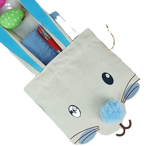 Sacs fourre-tout en toile personnalisés avec motif d'oreilles de lapin de Pâques, avec logo imprimé, poche, sac en coton, sac de shopping, noir - Product Image 3