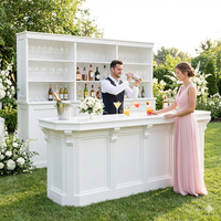 Meuble à vin blanc moderne durable personnalisé, comptoir de bar en bois pour hôtel, mariage, réception en extérieur