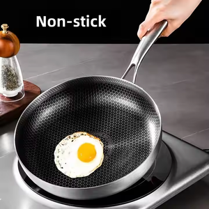 Sartén para saltear de acero inoxidable 430/304 de <span class=keywords><strong>3</strong></span> capas de alta calidad con revestimiento de cerámica ecológico de nido de abeja, utensilios de cocina de alta calidad - Product Image 5