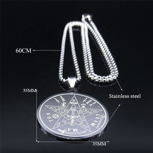 Collier pentagramme tendance en acier inoxydable Collier pentagramme Wiccan Solomon Tetragrammaton - Product Image 4