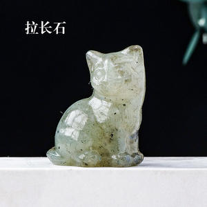 Cristallo naturale gatto fortunato che intaglia pietra grezza Semi prezioso animale artigianale per decorazione artigianale all'ingrosso - Product Image 6