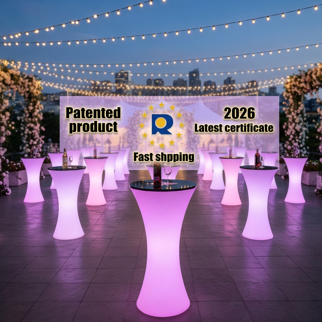 Nightclub Lounge Modern Oval Foldable Waterproof IP65 Cocktail Table Premium LED Bar Furniture Outdoor Event Party Garden