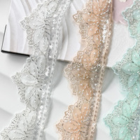 Ruban de garniture en dentelle brodée perlée fleur festonnée Organza bord Guipure dentelle coupe pour bricolage couture, artisanat