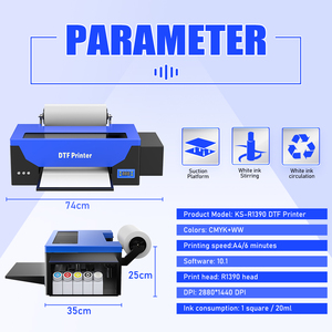 Impresora DTF de Escritorio R1390 A3, Máquina de Impresión por Transferencia de Tinta a Película, Sistema de Circulación de Tinta Blanca, Impresora A3 DTF - Product Image 5