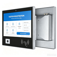 Écran tactile industriel mural de 10,1 pouces avec lecteur RFID QR pour kiosque de gestion des visiteurs, terminal de contrôle d'accès par reconnaissance faciale