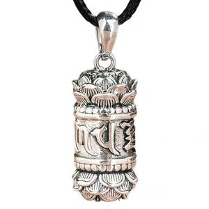Thai Silber Buddhismus Lotus Shura ngama MANTRA Anhänger tibetische Schrift Amulett Glück Vintage Halskette Geschenk für Männer und Frauen - Product Image 1
