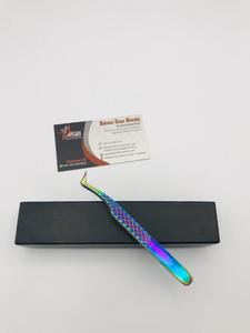 Pince à épiler d'extension de cils de volume russe à poignée diamantée en acier inoxydable de type L à pointe en fibre personnalisée - Product Image 6