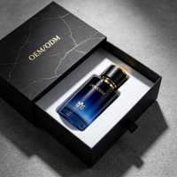 Flacon de parfum en verre bleu dégradé personnalisé de luxe, 25 ml, 30 ml, 50 ml, 100 ml, flacon cosmétique vide avec vaporisateur pour l'emballage de parfums