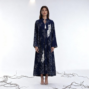 Abaya élégante et luxueuse en polyester avec strass thermocollants pour femmes musulmanes, robe sur mesure - Product Image 1