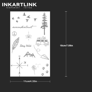 Autocollant de <span class=keywords><strong>tatouage</strong></span> INKARTLINK pour le corps, autocollant de <span class=keywords><strong>tatouage</strong></span> en papier, Wanderlust Travel, imperméable, écologique, longue durée, 15 jours, en vrac - Product Image 4