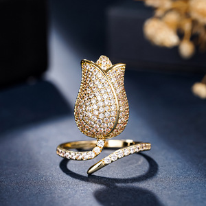 Anello Aperto Regolabile a Forma di Tulipano per Donne, Gioiello da Dito Elegante e alla Moda - Product Image 2