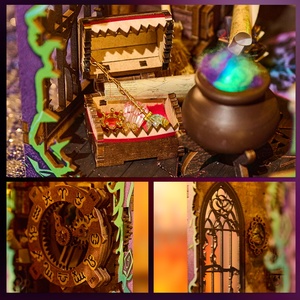 Rompecabezas 3D IIECREATE SL-34 Book <span class=keywords><strong>Nook</strong></span>, Cabaña del Mago Místico, Mini Rompecabezas, Mercado Mágico, Juguete Educativo de Madera, Accesorio - Product Image 4