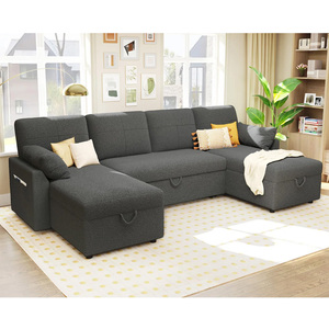 Châu Âu thư giãn phòng khách <span class=keywords><strong>sofa</strong></span> couch Set đồ nội thất bốn chỗ mềm Linen Up-holstered Canape Đen kéo ra <span class=keywords><strong>Sofa</strong></span> giường cho khách sạn - Product Image 1