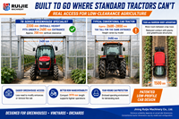 40PS 50PS 70PS 4WD Schmaler Obstgarten-Traktor für Weinberg und Gewächshaus, Niedrigprofil-Landwirtschaftstraktor mit Zapfwelle