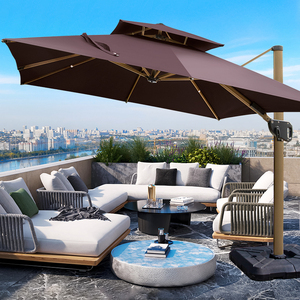Sombrilla <span class=keywords><strong>de</strong></span> Patio <span class=keywords><strong>de</strong></span> Lujo para Exteriores con Bases Resistentes para Jardín, Restaurante, <span class=keywords><strong>Playa</strong></span>, Parasol <span class=keywords><strong>de</strong></span> Jardín Ambulatorio con Luces LED - Product Image 4