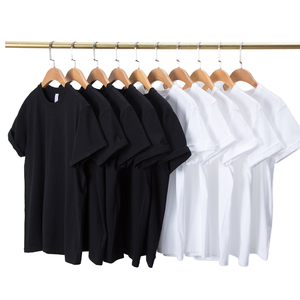 T-shirt unisexe coupe classique 100 % coton col rond manches courtes couleur unie décontracté vierge devant sans logo tricoté blanc noir - Product Image 1