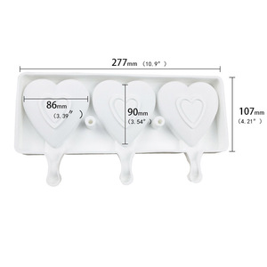 Heart-Shaped Ice Cream Mold 3-Piece Silicone Popsicle Mold For Valentine's Day Chocolate DIY Baking - Product Image 4