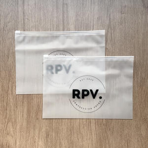 Custom Horizontal Frosted Zipper <b>Bags</b> - Matte Transparent Poly Packaging <b>for</b> Socks & Apparel Branding - Product Image 2