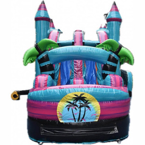 Castillo Inflable Combinado con Tobogán de Agua, Estilo Tropical con Palmeras, para Uso Comercial - Product Image 3