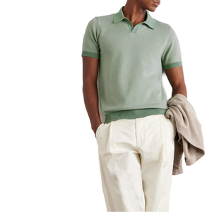 T-shirt da uomo a maniche corte Casual con scollo a V lavorato a <span class=keywords><strong>maglia</strong></span> con risvolto estivo nuovo Spot Casual - Product Image 1