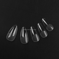 00 Big Thumb Gravure Moyenne Amande Ultra Mince Faux Nail Art Vente en gros DIY Nail Clear Semi-Frosted Faux Ongles Patch