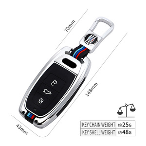 Funda Protectora para Llaves de Coche de Aleación de Zinc, Gel de Sílice y TPU, Accesorios para Audi A6L A7 A8L <span class=keywords><strong>A3</strong></span> A5 Q5 S5 S6, Llaveros, Bolsa para Llaves - Product Image 4