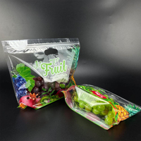 Kantong Penyimpanan Sayuran Buah Mie Ramah Lingkungan, Dapat Didaur Ulang, Cetak Sesuai Pesanan, Berlubang, dengan Ziplock untuk Produk Segar