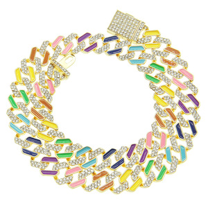 Exaggerated Personality Style Colorful Geometric Necklace Trendy Simple Alloy <b>Cuban</b> <b>Link</b> <b>Chain</b> Men's Necklaces Wholesale Jewelry - Product Image 6