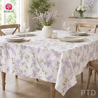 Nappe ronde HuaLai à imprimé floral glycine blanche et violette pour mariage, banquet, restaurant, fête, résistante aux plis, vente en gros