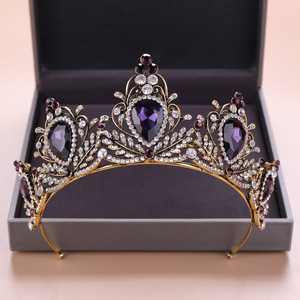 Serre-tête diadème couronne en alliage de cristal violet Vintage magnifique diadèmes en strass pour les anniversaires de <span class=keywords><strong>cheveux</strong></span> de <span class=keywords><strong>mariage</strong></span> - Product Image 6