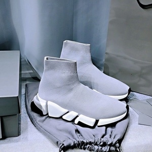 Nouvelles Baskets Montantes Décontractées en Tricot Noir et Blanc 2026, à Enfiler, avec Semelle Épaisse et Massif - Product Image 3