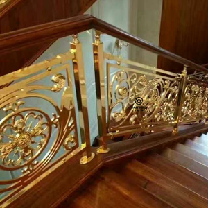 Lan Can Gỗ Nguyên Khối Cho Biệt Thự Nghỉ Mát Sang Trọng Cầu Thang Cong Bằng Nhôm Màu Vàng Thiết Kế Lan Can Cầu Thang Xoắn Ốc Bằng Nhôm - Product Image 5