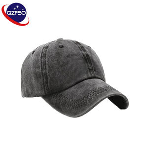 Casquette de baseball QZFSO de luxe à 6 panneaux avec logo personnalisé, en jean vieilli uni, style rétro vintage, pour homme, ajustable, pour un look sportif - Product Image 1