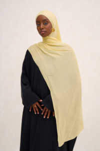 Hiyab de Viscosa Modal Amarillo Mantequilla para Mujer, Uso Diario, Estilo Medio Oriente, Suave al Contacto con la Piel, Transpirable, Cálido, Versátil para Todas las Estaciones - Product Image 2