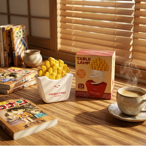 Cute French Fries Night Light USB <b>Rechargeable</b> <b>Table</b> <b>Lamp</b> 360 Degree Adjustable Plastic Bedside Desk Light Cute French Fries Nig - Product Image 3