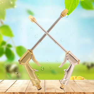 Pistola de Agua de Alta Presión con Mango Extendido, Cabezal de Cobre Puro, Cuerpo de Aleación de Aluminio Electrochapado, para Lavado de Autos y Jardín - Product Image 1