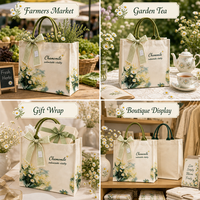 Sac fourre-tout personnalisé en toile double couche avec fermeture éclair, imprimé aquarelle marguerite camomille, poignées olive, nœud à carreaux, OEM ODM LOGO Code QR