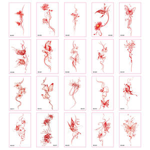 Autocollant de tatouage temporaire de fleurs de papillon rouge frais petit Style rétro avec sensibilité Ins de haut niveau Sexy nouvelle conception de tatouage - Product Image 3