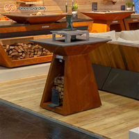Barbecue en acier corten de style industriel moderne, brûleur à bois, robuste, commercial, pour l'extérieur, certifié CE, allumage automatique