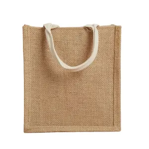 Wholesale Customized Logo Natural Burlap Jute Jute Shopping Bag