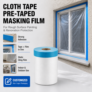 Film de masquage pré-adhésif en tissu robuste ANTI <span class=keywords><strong>pour</strong></span> la peinture et la protection des surfaces rugueuses lors de la rénovation - Product Image 1