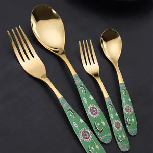 4pc Stainless steel dinnerware tableware creative fork and spoon set fruit fork coffee dessert spoon cutlery