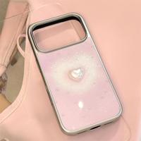 Coque de téléphone antichoc à couverture intégrale, motif cœur dégradé rose et paillettes chromées, compatible avec iPhone 17 Pro Max