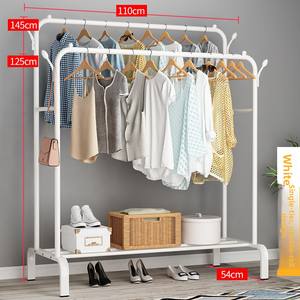 حامل معاطف حديث مزدوج الصف قائم بذاته مصنوع من الفولاذ الكربوني بتصميم موفر للمساحة لتعليق القبعات والحقائب والمعاطف - Product Image 3