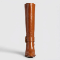 Bottes d'équitation pour femmes Yichang, à bout poli, hauteur genou, en cuir véritable, plateforme épaisse, style ajusté