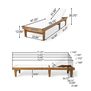Chaise longue en bois avec dossier réglable, transat <span class=keywords><strong>de</strong></span> jardin, piscine, patio, lit <span class=keywords><strong>de</strong></span> repos pour la cour, la plage, l'hôtel - Product Image 3