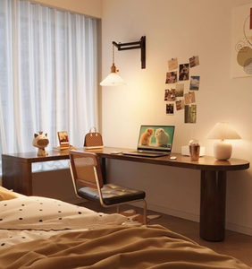 Bureau d'étude pour chambre à coucher, <span class=keywords><strong>table</strong></span> d'angle en bois massif, bureau mural - Product Image 5