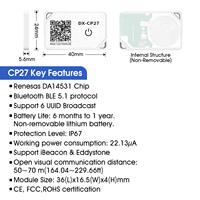 Dispositif de suivi longue portée Bluetooth mini autocollant Thini iBeacon BLE Eddystone portable à faible consommation d'énergie pour le suivi des étiquettes d'actifs